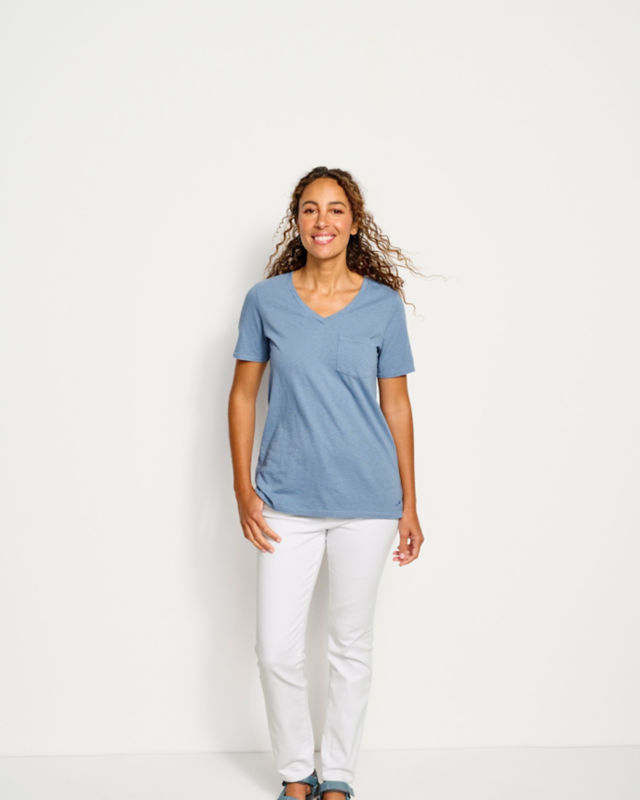 Canyon Garment-Dyed Short-Sleeve V-Neck Tee - DUSTY BLUE