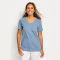 Canyon Garment-Dyed V-Neck Short-Sleeved Tee - DUSTY BLUE image number 0