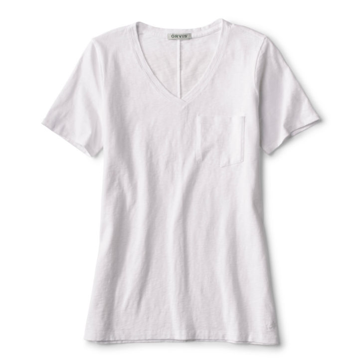 Canyon Garment-Dyed V-Neck Short-Sleeved Tee - WHITE