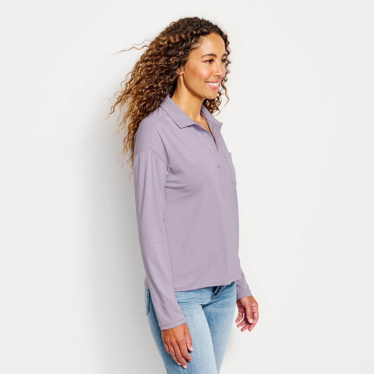 Perfect Long-Sleeved Polo - PURPLE FOG image number 1