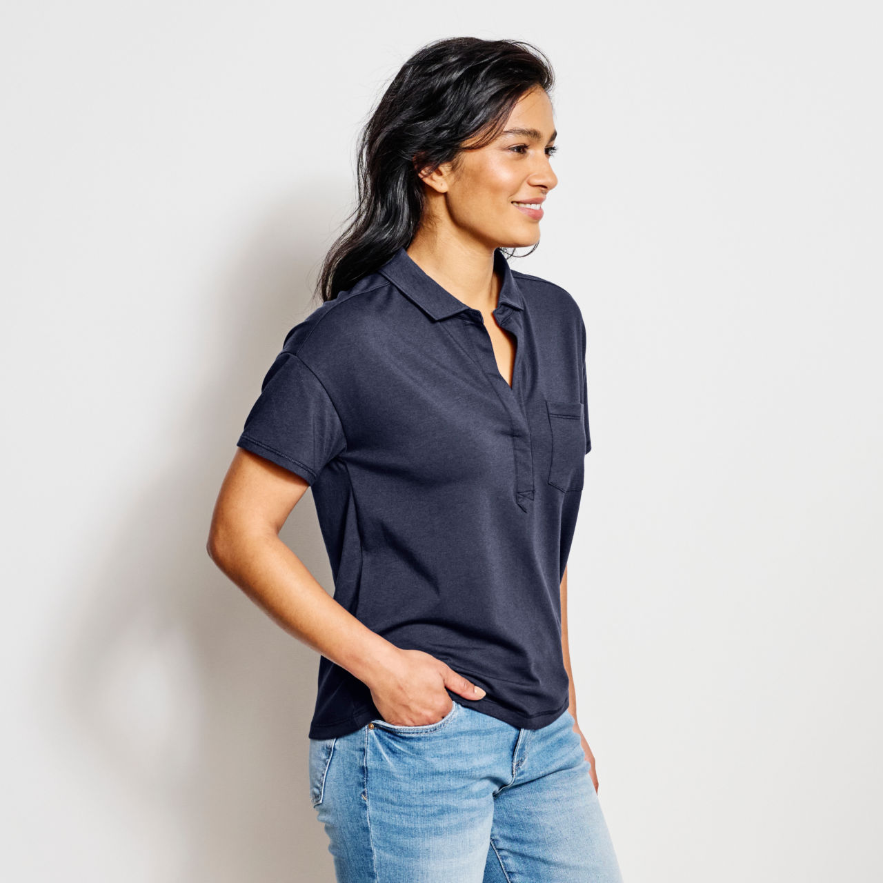 Perfect Short-Sleeved Polo Shirt - DUSTY BLUE image number 2