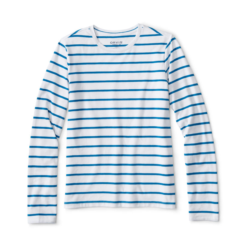 Perfect True Crew Long-Sleeved Tee - WHITE/PACIFIC STRIPE