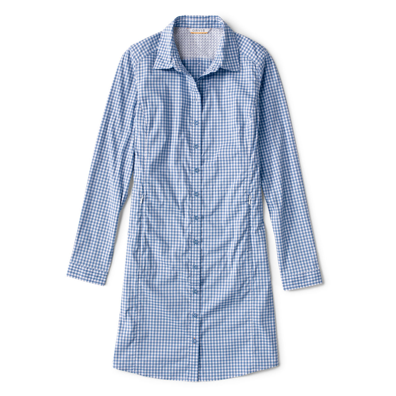 River Guide Long-Sleeved Dress - DUSTY BLUE CHECK image number 1