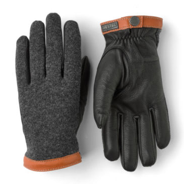 Hestra Deerskin Wool Tricot Gloves - CHARCOAL