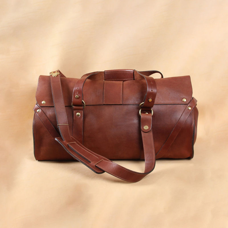 No. 1 Leather Travel Grip Bag - BROWN image number 1