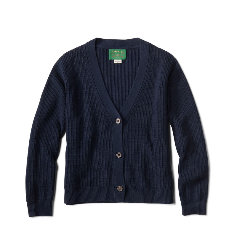 Ribbed Short Cardigan - TRUE NAVY image number 4