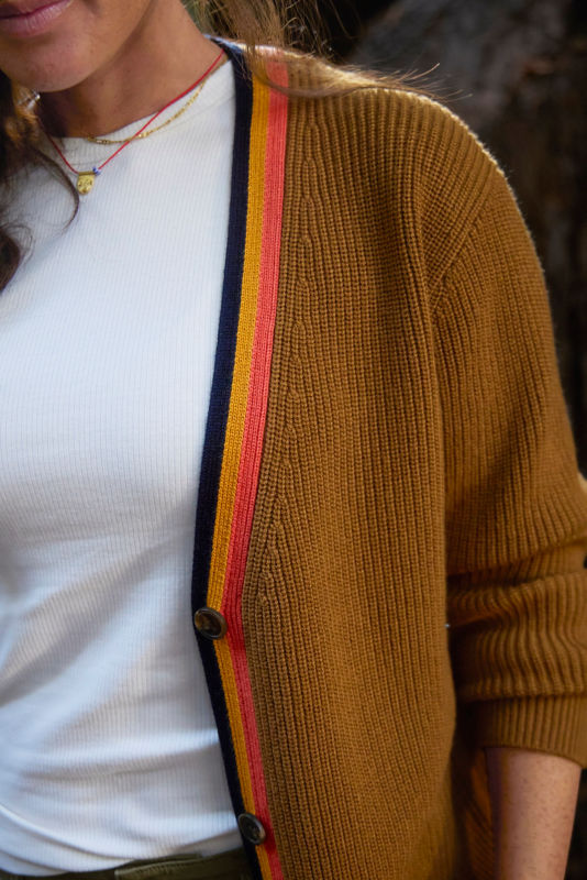 Ribbed Short Cardigan - DARK VICUNA image number 2