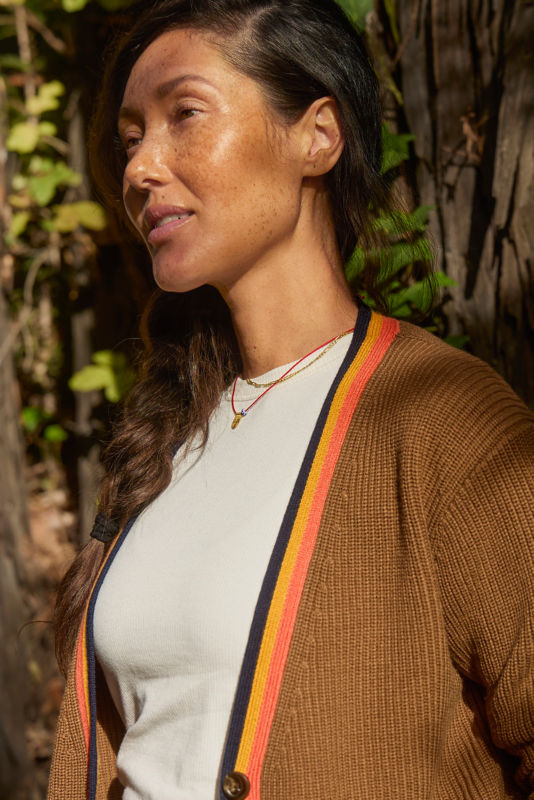 Ribbed Short Cardigan - DARK VICUNA image number 1