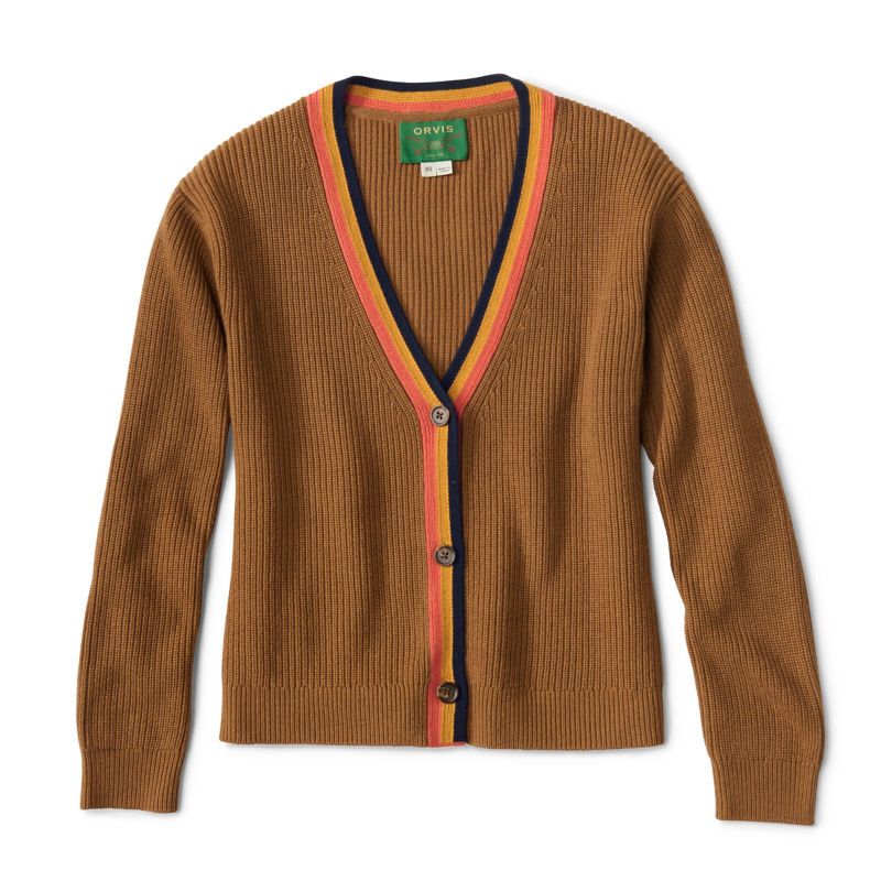 Ribbed Short Cardigan - DARK VICUNA image number 3