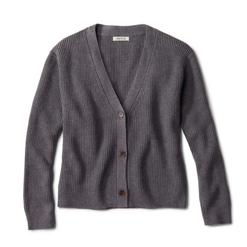 Ribbed Short Cardigan - DARK GRAY HEATHER