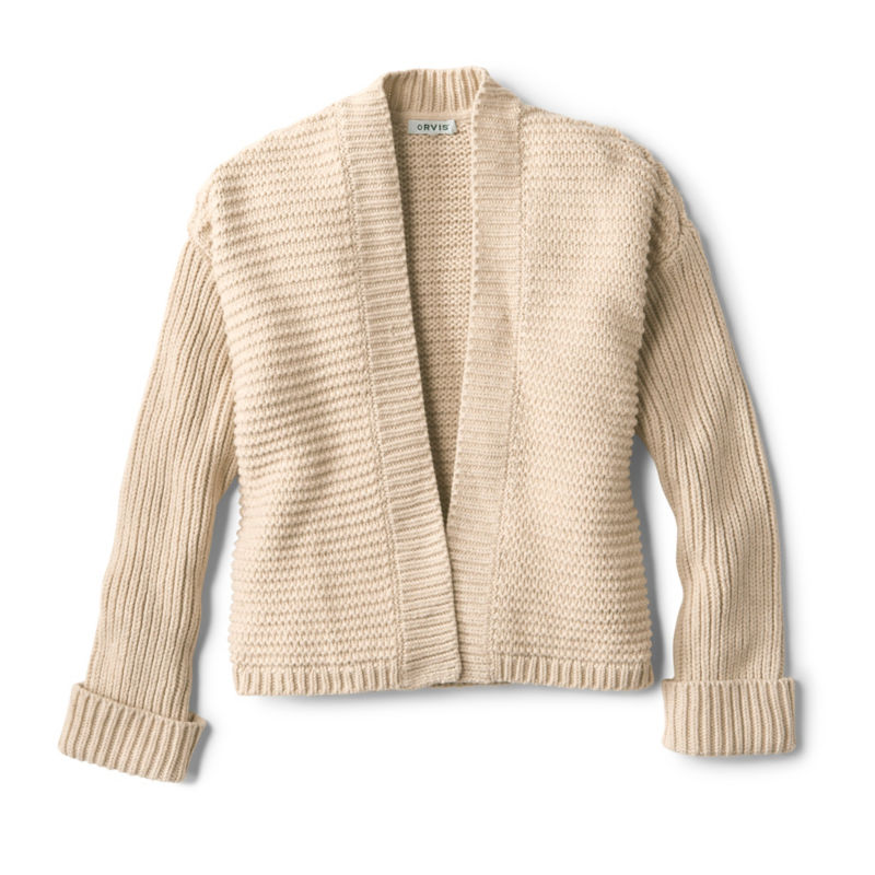 Mixed-Stitch Cardigan - OYSTER HEATHER image number 3