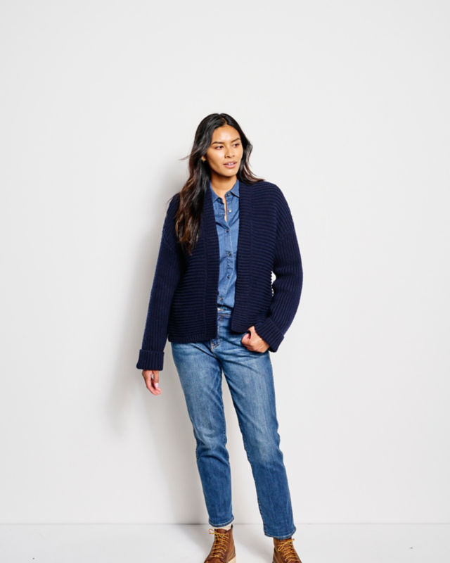 Mixed-Stitch Cardigan - OYSTER HEATHER image number 4