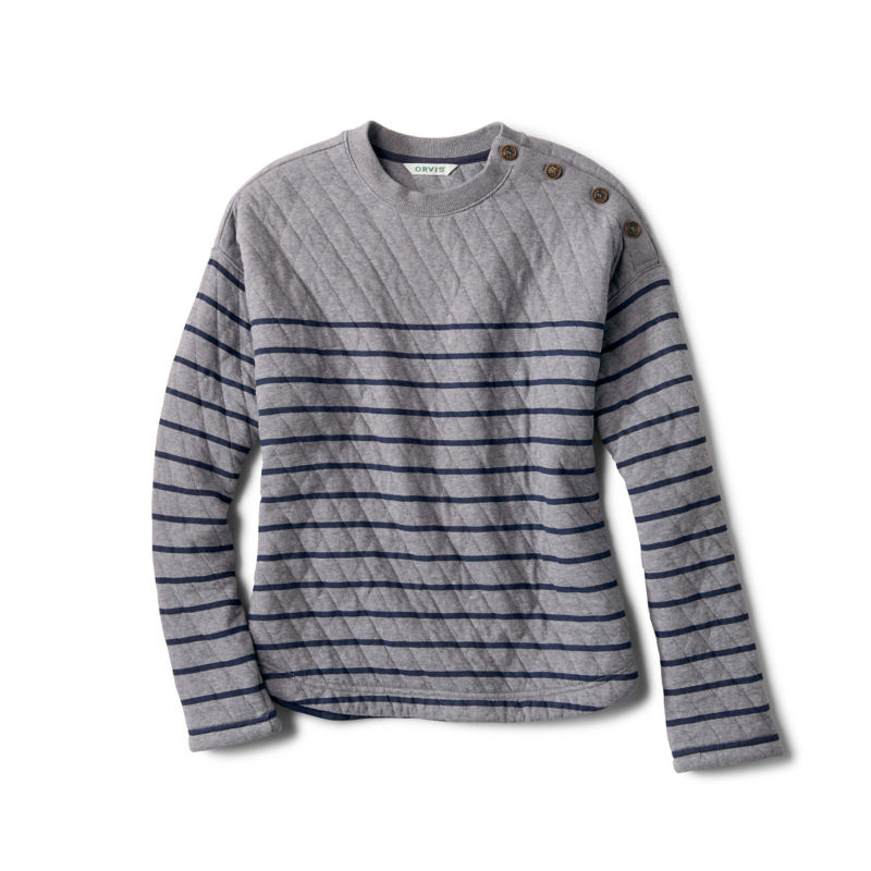 Outdoor Quilted Crew Sweatshirt - DARK GRAY HEATHER STRIPE