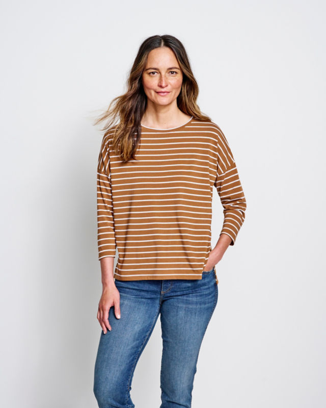 Perfect 3/4-Sleeve Tee - DARK VICUNA STRIPE