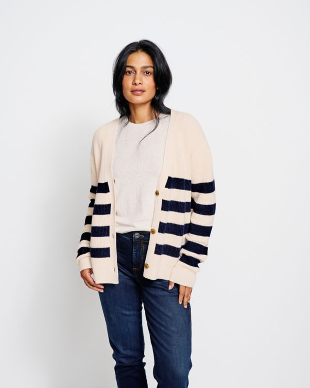 Ribbed Short Cardigan - BARLEY/ECRU image number 5