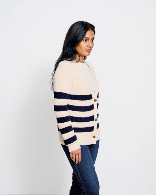 Ribbed Short Cardigan - BARLEY/ECRU image number 3