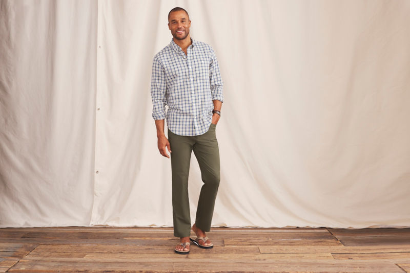 Country Twill Long-Sleeve Button-Down Shirt - SNOW/BLUE JAY image number 1