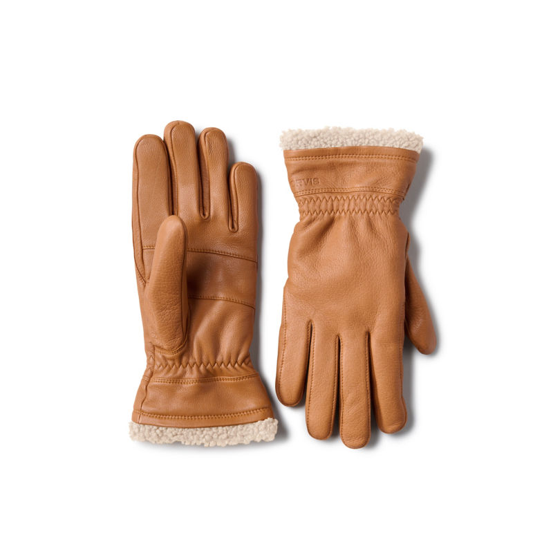 Women&rsquo;s Sherpa-Lined Leather Gloves - SADDLE
