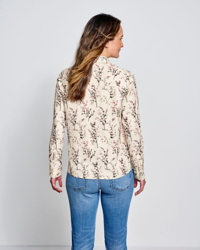 Washable Printed Silk Long-Sleeve Shirt - SNOW/MAUVE DOGWOOD image number 2