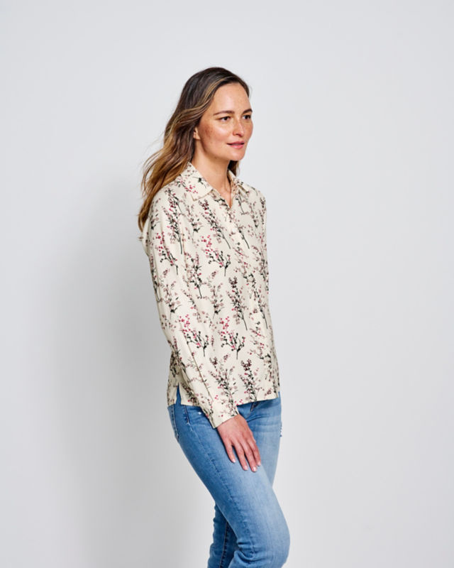 Washable Printed Silk Long-Sleeve Shirt - SNOW/MAUVE DOGWOOD image number 1