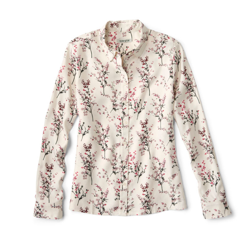 Washable Printed Silk Long-Sleeve Shirt - SNOW/MAUVE DOGWOOD image number 4