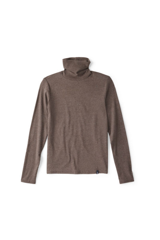 Ribbed Long-Sleeved Turtleneck - MUSHROOM HEATHER image number 4