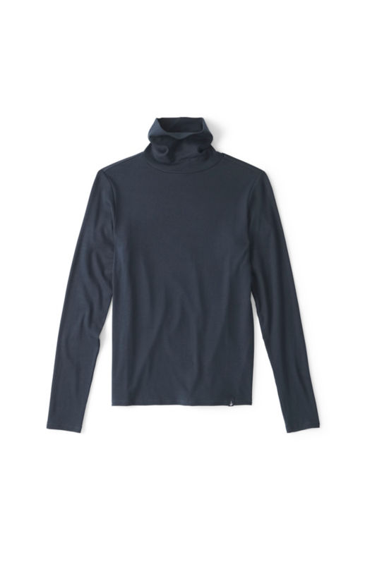 Ribbed Long-Sleeved Turtleneck - DARK NAVY image number 0