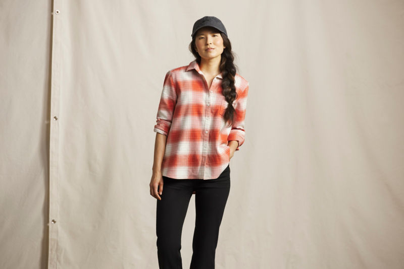 Perfect Flannel Boyfriend Shirt - RED SETTER/SNOW PLAID