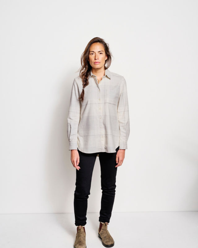 Perfect Flannel Boyfriend Shirt - LIGHT GRAY HEATHER PLAID