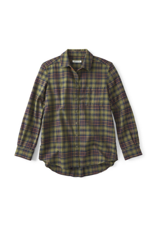 Perfect Flannel Boyfriend Shirt - MOSS/GINGER PLAID image number 0