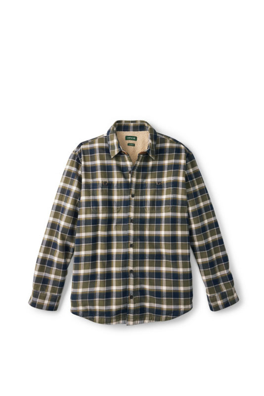 Perfect Flannel Sherpa-Lined Long-Sleeved Shirt - DARK NAVY/TARRAGON