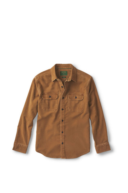 Garment-Dyed Moleskin Long-Sleeved Shirt - HAZELNUT