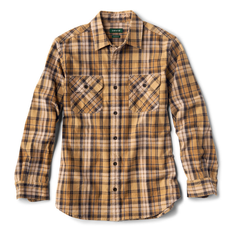 Yarn-Dyed Moleskin Long-Sleeved Plaid Shirt - FIELD KHAKI