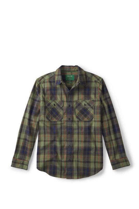 Yarn-Dyed Moleskin Long-Sleeved Plaid Shirt - LODEN