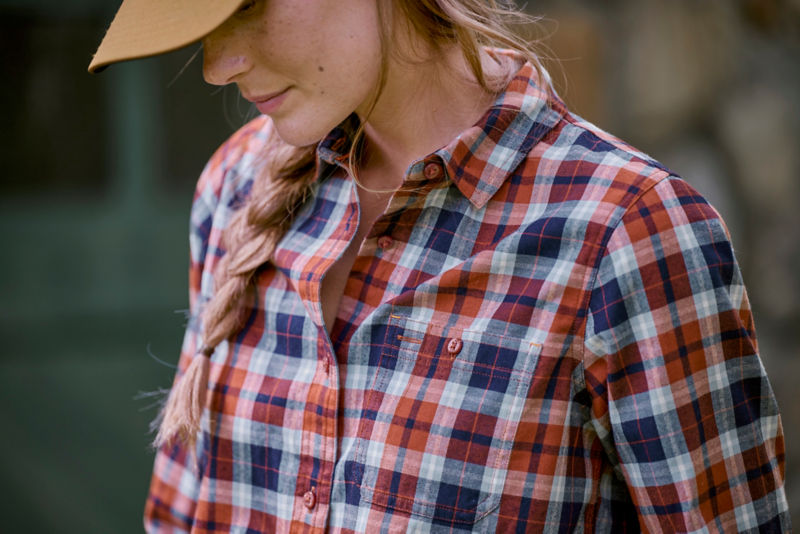 Flat Creek Flannel Work Shirt - RUSSET/NAVY PLAID image number 1