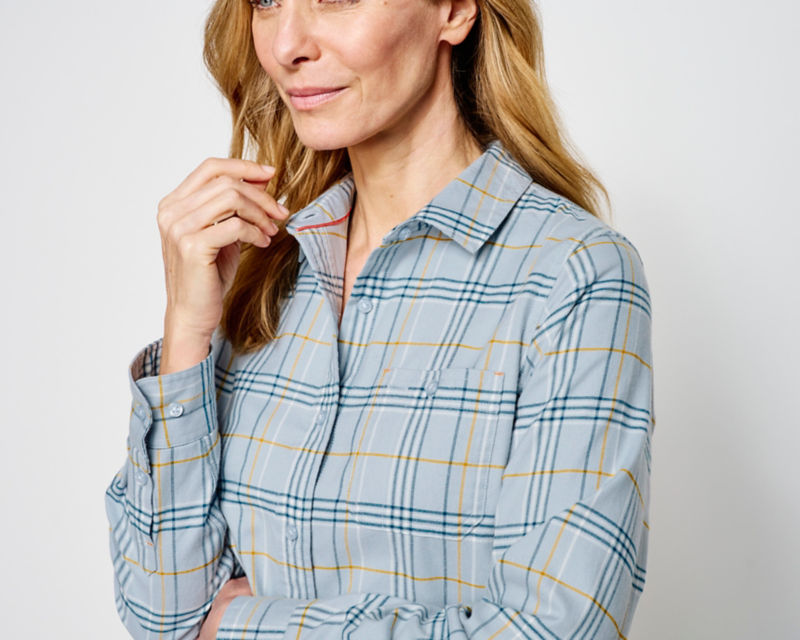 Flat Creek Flannel Work Shirt - BLUE FOG PLAID image number 4