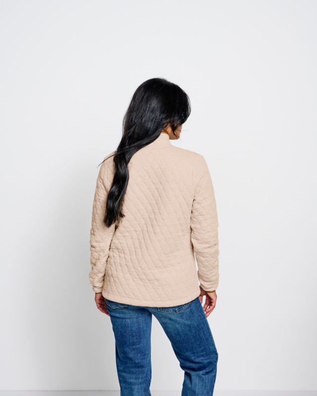 Outdoor Quilted 1/4-Snap Sweatshirt - MAUVE STRIPE image number 3