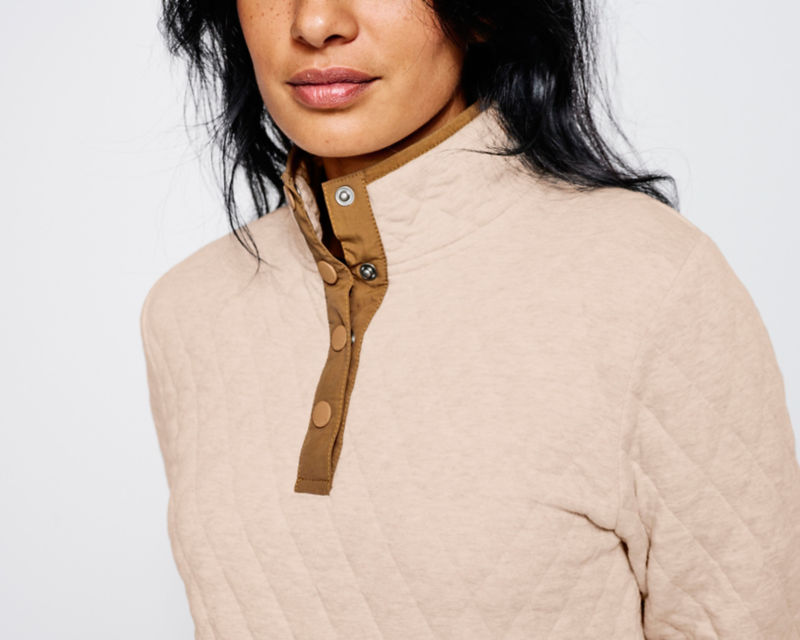 Outdoor Quilted 1/4-Snap Sweatshirt - MAUVE STRIPE image number 4