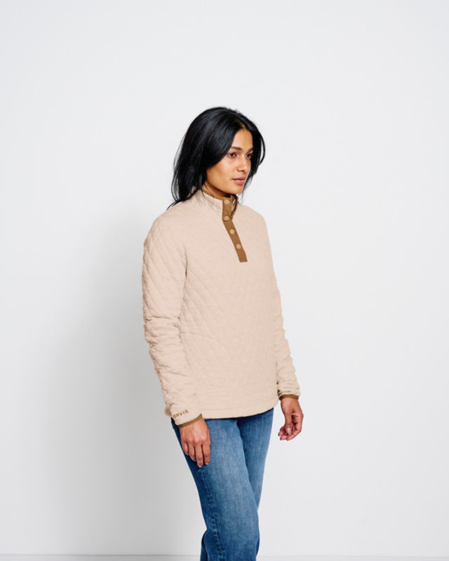 Outdoor Quilted 1/4-Snap Sweatshirt - MAUVE STRIPE image number 2