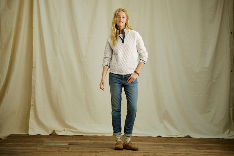 Outdoor Quilted 1/4-Snap Sweatshirt - BRIGHT LILAC HEATHER image number 1