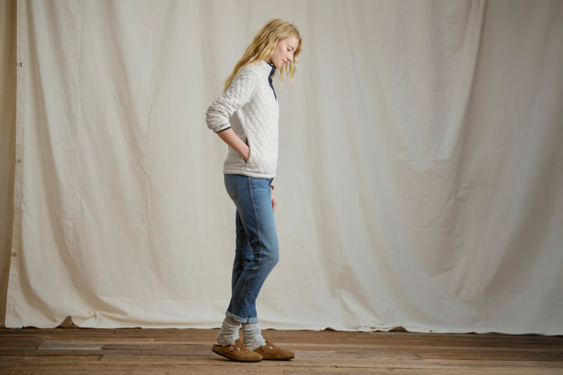 Outdoor Quilted 1/4-Snap Sweatshirt - BRIGHT LILAC HEATHER image number 3