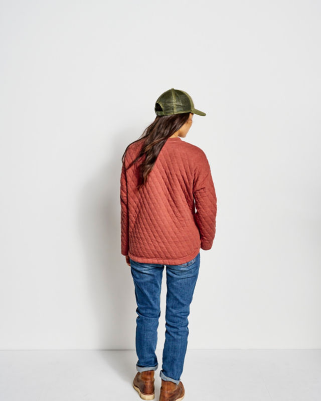 Outdoor Quilted Crew Sweatshirt - DARK GRAY HEATHER STRIPE image number 3