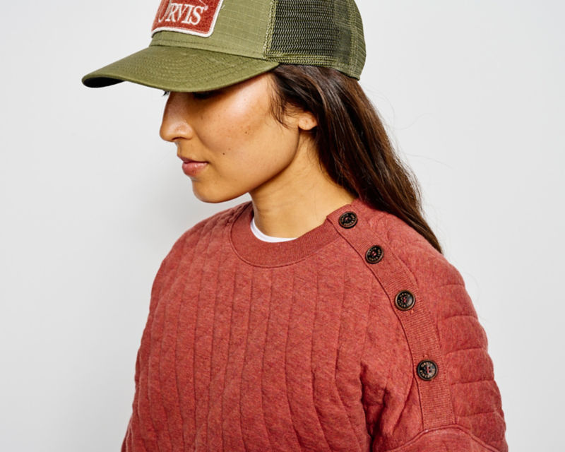 Outdoor Quilted Crew Sweatshirt - DARK GRAY HEATHER STRIPE image number 4