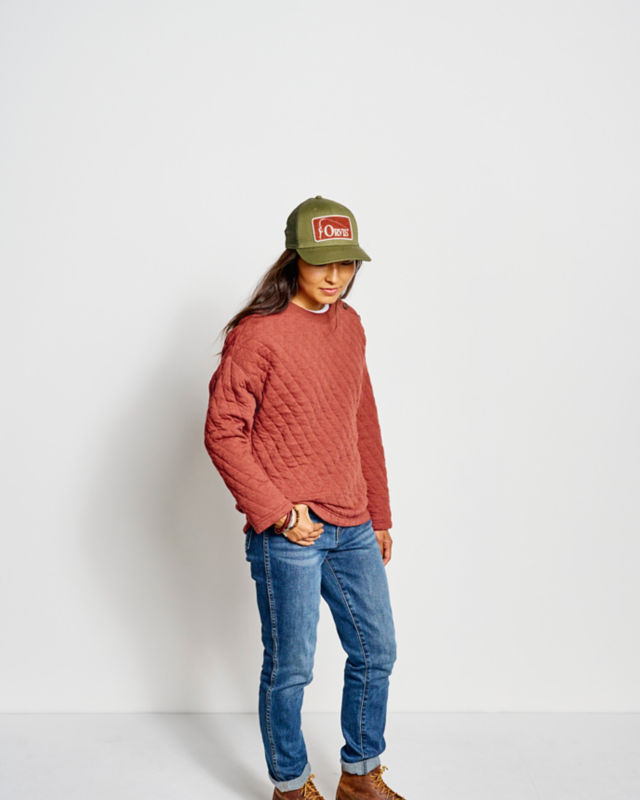 Outdoor Quilted Crew Sweatshirt - DARK GRAY HEATHER STRIPE image number 2