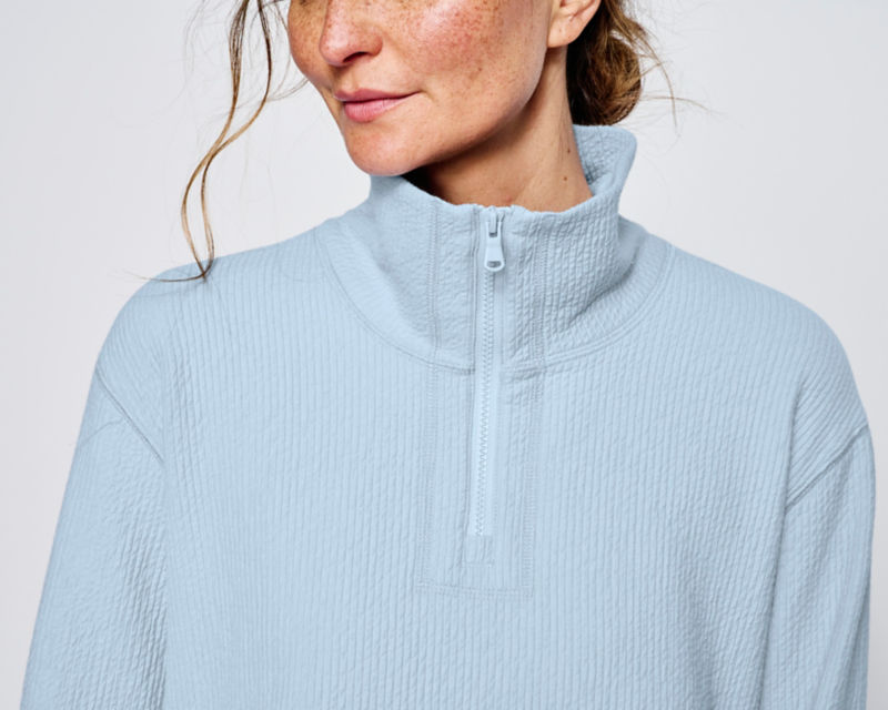 Textured 1/4-Zip Sweatshirt - LIGHT GRAY HEATHER image number 4