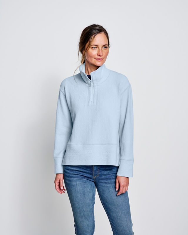 Textured 1/4-Zip Sweatshirt - LIGHT GRAY HEATHER image number 1