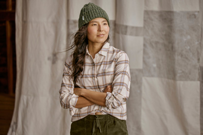 Flat Creek Flannel Work Shirt - SNOW MIX PLAID image number 4