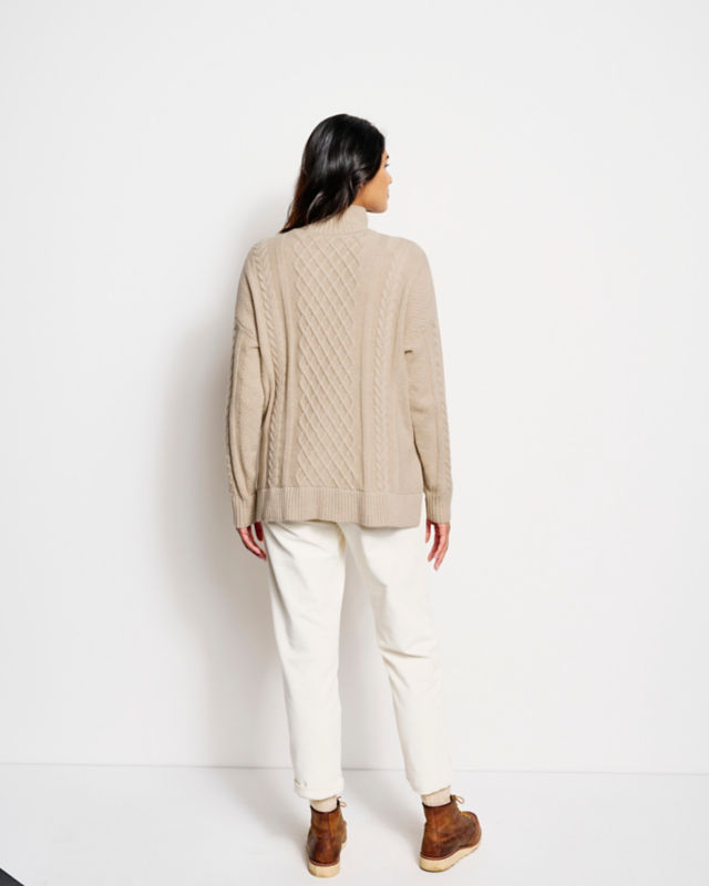 Cabled Cape Sweater - OYSTER HEATHER image number 2