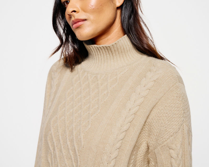 Cabled Cape Sweater - OYSTER HEATHER image number 3