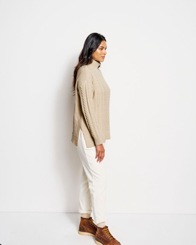 Cabled Cape Sweater - OYSTER HEATHER image number 1